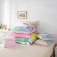 thumbnail image 5 of Feelyou Cartoon Unicorn Kids Bedding Comforter Set 7 Pieces, Dreamy Butterfly Full Bedding Set, Rainbow Stars Galaxy Reversible Fitted Sheet Flat Sheet, Luxury Bedroom Decor, 5 of 7