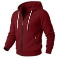 thumbnail image 2 of Stamzod Workout Jackets for Men Solid Color Long Sleeve Zip Up Hoodie with Pocket Casual Oversized Jacket for Men Red S, 2 of 8