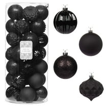 Every Day is Christmas Ornaments, Shatterproof Christmas Tree Ornament Set, Christmas Balls Decoration 35 Count (2.75"/70mm, Black)