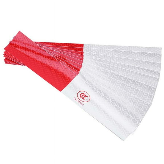 10 Pcs Car Truck Reflective Hex Dot Printed Sticker Red Silver Tone