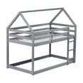 thumbnail image 3 of House-shaped Twin Over Bunk Bed In Grey, Made With Rubber Wood, Includes & Guardrails Grey Wood Bed, Fascinating Feature And Long-lasting, 3 of 6