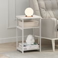 thumbnail image 2 of Furinno Just Side Table, 3-Tier Metal Frame End Table with Open Shelf, Night Stand, Bedside Table, for Living Room, Bedroom, Plain White, 2 of 5