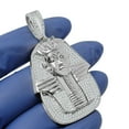 thumbnail image 3 of Pure Silver Simulated Diamond Egyptian King Tut Pharaoh Charm Pendent 23 + Grams, 3 of 7