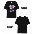 thumbnail image 6 of Women's T-Shirts, Mermaid Watercolor Cartoon Cotton Crewneck Tee Short Sleeve Casual Tops Loose Graphic T-Shirt Black, L, 6 of 7