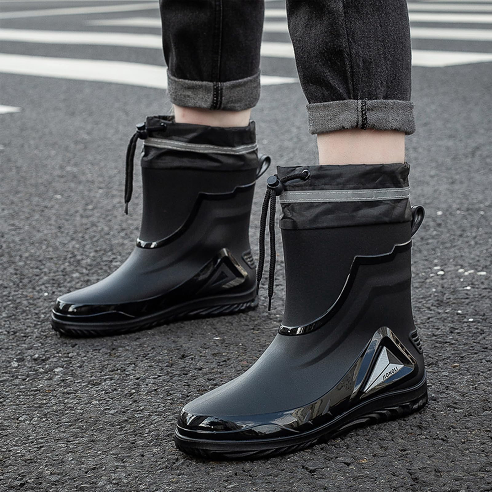 AUXDIQ Men Rain Boots Outdoor Garden Boots Waterproof Ankle Rain Shoes