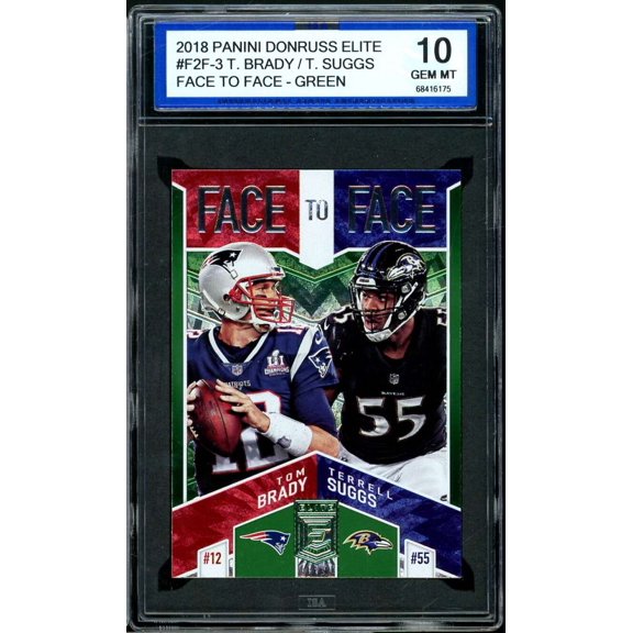 Collectible Tom Brady Card 2018 Donruss Elite Face to Face Green #F2F-3 ISA 10 GEM MINT