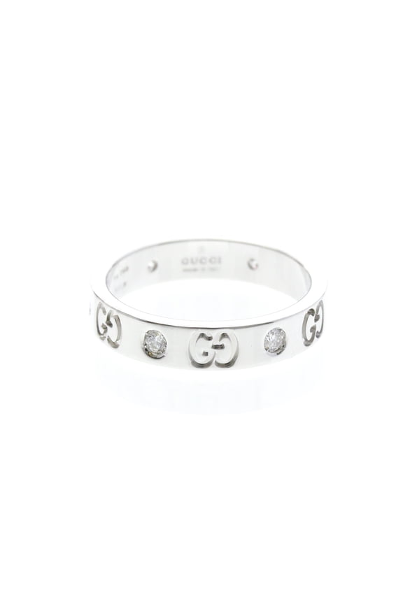 Pre-Owned Gucci Icon Ring Diamond White Gold (18K) Fashion Diamond Band Ring Silver