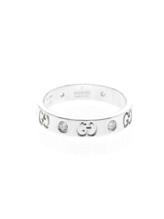 Pre-Owned Gucci Icon Ring Diamond White Gold (18K) Fashion Diamond Band Ring Silver