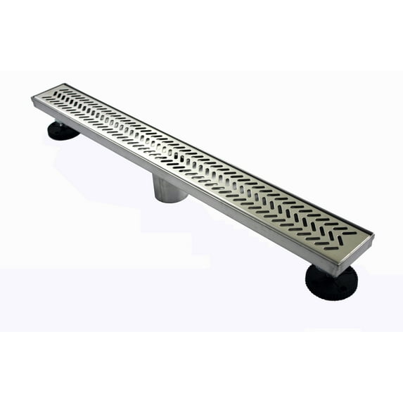 Novalinea ZA Linear Shower Drain (24” VENLO Pattern) with Hair Strainer, Leveling Feet and Threaded Adapter