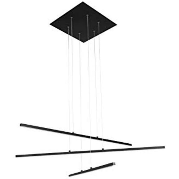 Bethel ALU03C45B Matte Black Frame Led Ceiling Fixture With Hanging Stick Pendants