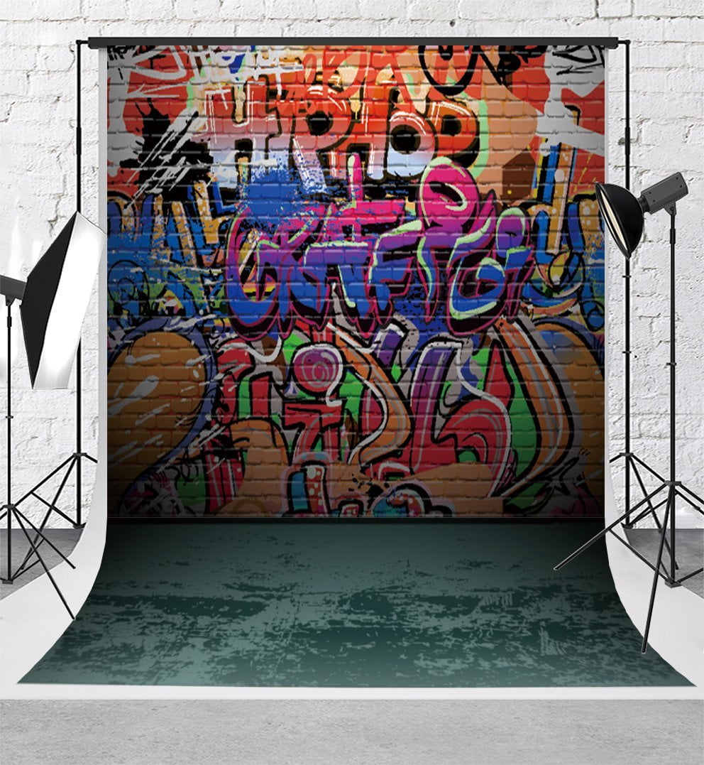 Hellodecor Polyester Fabric Graffiti Photography Backdrops Colorful Letters Graffiti Wall Background Photo 5x7ft For 90s Party Backdrop Props Walmart Com Walmart Com