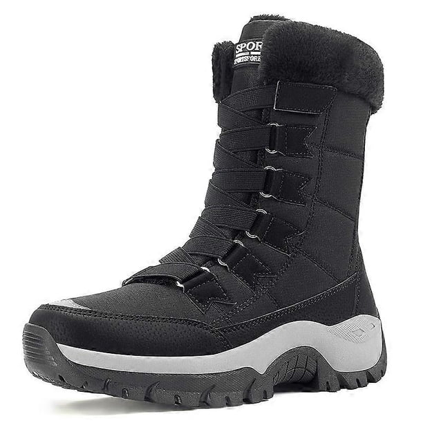 Botas de nieve impermeables de invierno para mujer, con aislamiento térmico, antideslizantes, para exteriores, color negro y blanco