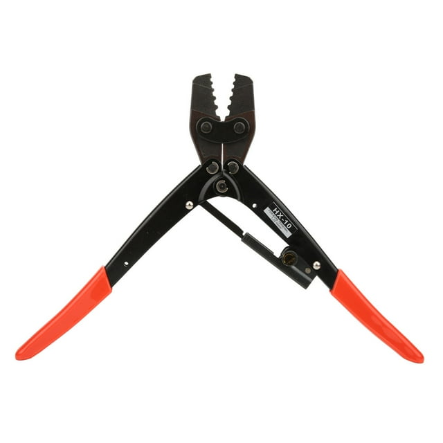 Herramienta De Prensado Ajustable HX 10 Alicates De Crimpado De Terminales De Trinquete De Acero Al Carbono 1.25 ~ 10 Mm AWG10-6 Mango Rojo ANGGREK Herramienta de crimpado