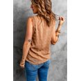 thumbnail image 1 of ABPHQTO Camiseta sin mangas con cuello en V y costuras de encaje con puntos suizos marrones para mujer, 1 of 5