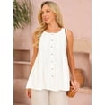 thumbnail image 5 of DARING DIVA Women's Linen Tank Tops Babydoll Sleeveless Shirts Peplum Blouse S White, 5 of 8