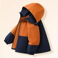 thumbnail image 5 of BRGZLK Kids Stormcoat Jacket Boys Girls Trendy Color-Blocked Full-Zip Raincoat Winter Lightweight Soft Windproof and Waterproof Hooded Coat Orange 12-13 Years, 5 of 7