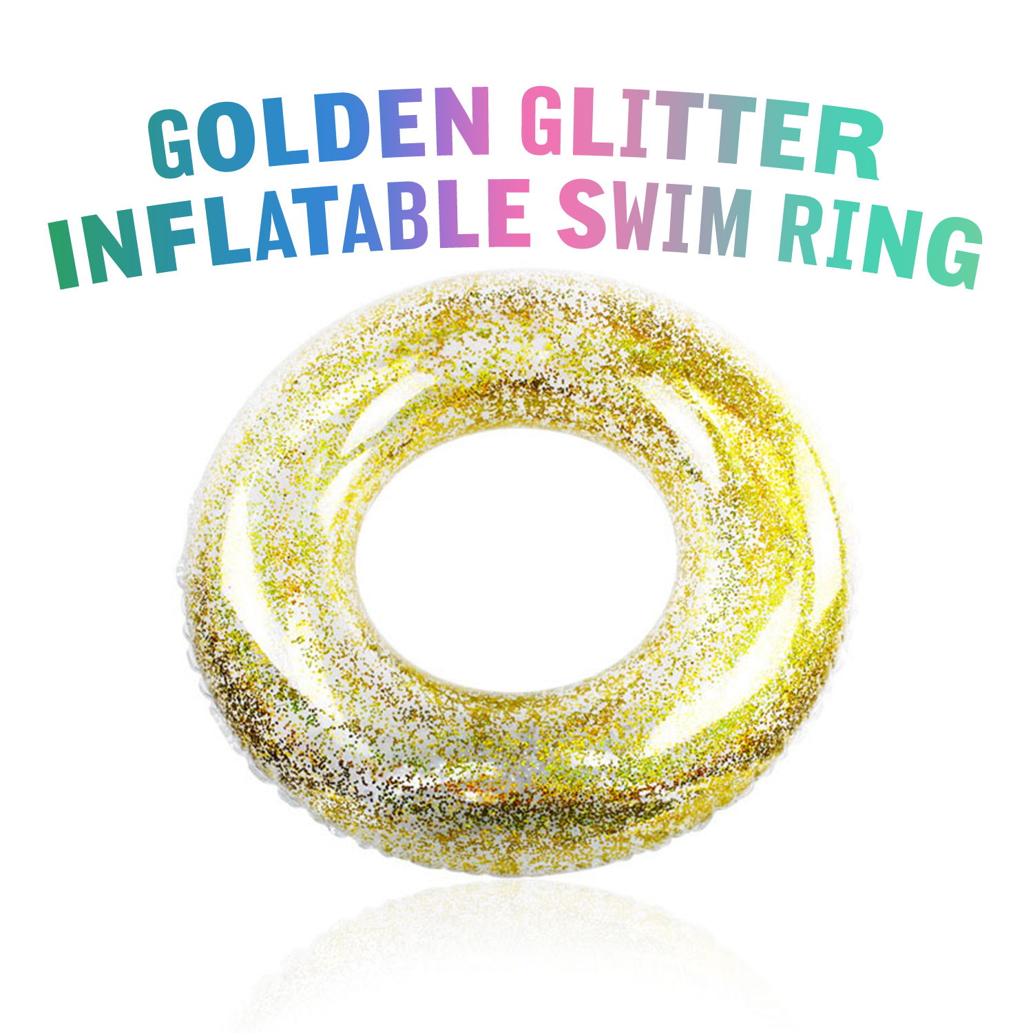 &nbsp;Glitter Swim Ring - Extra Large for The Pool Beach or Lake-Kids Teens Adults Glitter Inside Sparkles and Shines in The Sun - The Original Glitter Inflatable Tube Floats - image 2 of 8