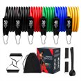thumbnail image 1 of Juego de 11 bandas de resistencia de fuerza máxima de 200 lb para gimnasio en bolsa para entrenamientos en casa y en la oficina, incluye anclaje para puerta y correa para piernas, 1 of 8