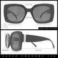 thumbnail image 3 of Womens Mod Chic Designer Fashion Thick Plastic Rectangle Butterfly Sunglasses Black - Silver Mirror, 3 of 8