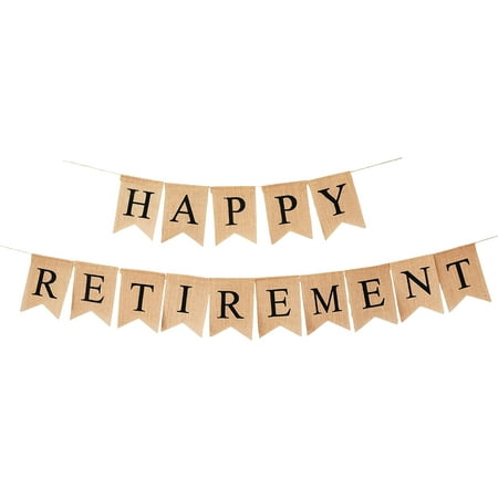 Burlap Happy Retirement Banner Happy Retirement Decorations for Women Men - Happy Retirement Sign Bunting Garland for Happy Retirement Party Decorations