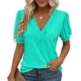 thumbnail image 2 of Womens V Neck T Shirts Lightweight Short Sleeve Tops Casual Basic Tees Trendy Summer Shirts, 2 of 7