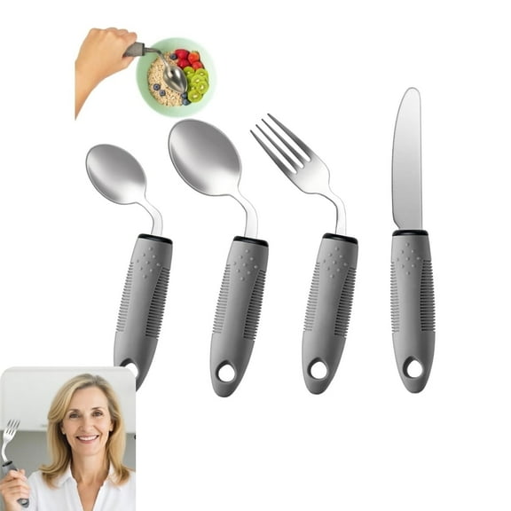 Adaptive Utensils Set,Weighted Silverware for Parkinsons Patients Arthritic Hands,QZS Adaptive Eating Utensils for Disabled People Elderly