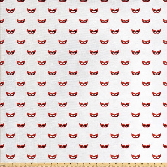 Ethnic Fabric by the Yard, European Carnival Venice Italian Festival Tradition Victorian Renaissance, Upholstery Fabric for Dining Chairs Home Decor Accents, Vermilion White by Ambesonne
