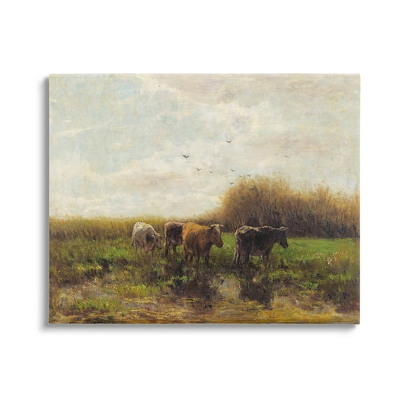 Cattle Stepping Rural Scenery Animals & Insects Graphic Art Gallery Wrapped Canvas Print Wall Art
