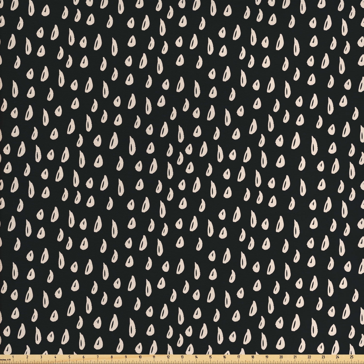 Rain Fabric by The Yard, Brush Stroke Style Raindrops Pattern on Dark