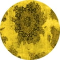 thumbnail image 1 of Ahgly Company Machine Washable Indoor Round Abstract Yellow Modern Area Rugs, 3' Round, 1 of 4