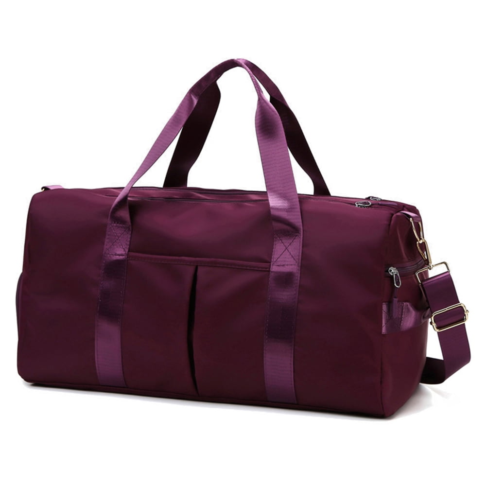 Purple Travel Duffle Bag 40L Foldable Gym Overnight Weekender Bag for Men Women Waterproof Carry on Sports Bag with Shoes Compartment and Toiletry Bag