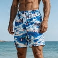 thumbnail image 5 of Zynoxe Summer Shorts for Men with Pockets Adjustable Drawstring Waist Men's Knee Length Shorts Fashion Hawaii Printed Casual Beach Shorts Comfy Breathable Quick-Dry Swim Trunks 3XL, 5 of 7