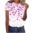thumbnail image 2 of VKOYWKM Valentine's Day T Shirts Women Heart Graphic Tees Valentine Gift Top Short Sleeve Casual Crew Neck Holiday Tshirts, 2 of 4