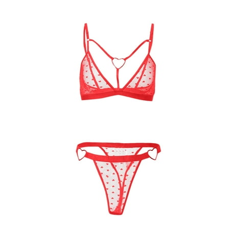 Upioiwer Women Bras Wireless No Boundaries Bra Love Pattern Lace Women Sexy Lingerie Bra + Thong Pajamas Underwear Set Crotchless Underwear For Women Bra And Underwear Set Home Wear  Lace Sports