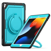 Dteck Case for iPad 9th 8th 7th Gen 10.2 inch, Heavy Duty Silicone Case Shockproof Hard PC 360°Rotating Hand Grip Stand Cover with Shoulder Strap for iPad Air 3rd Gen/Pro 10.5 inch 2017, Lightblue