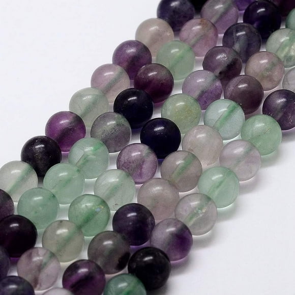 3 Brins Naturels Arc-en-Ciel Fluorite Perles 6mm 183 Pcs Perles Rondes Semi-Gemmes Perles Multicolores pour Fabrication de Bijoux Artisanat DIY Trou : 1mm