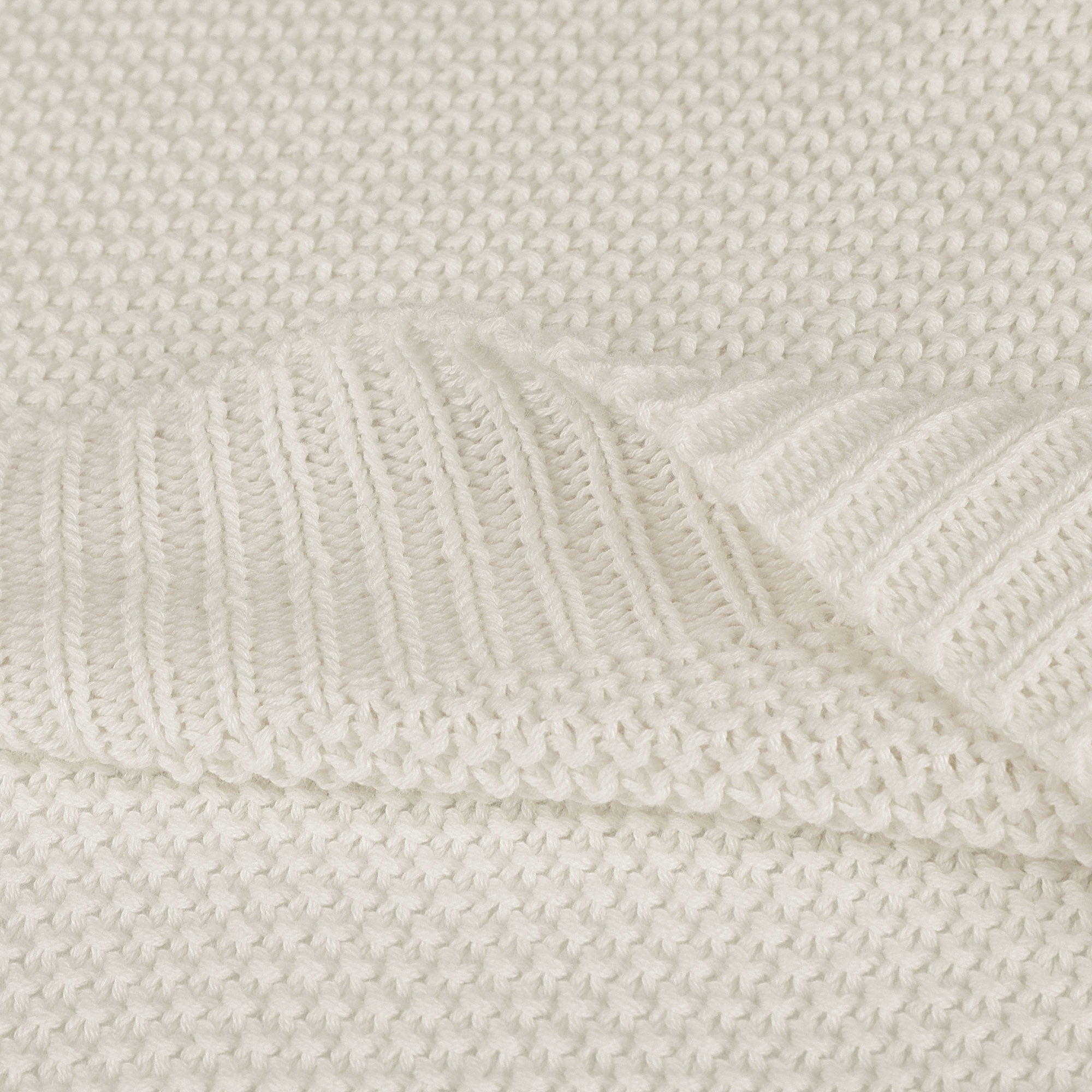 Unique Bargains Pure Cotton Soft Cable Knit Throw Blanket Beige 70" x 78"
