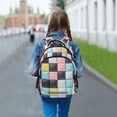thumbnail image 6 of FORMRS Kids School Backpack Elementary Student Unisex Travel Bookbag with Reflective Stripes, Gray Checkered Pattern, 6 of 7