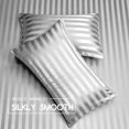 thumbnail image 3 of HTOOQ Satin Bed Sheets, King Size Sheets Set, 4 Pcs Silky Bedding Set with 15 Inches Deep Pocket for Mattress(King, Silver Striped), 3 of 7
