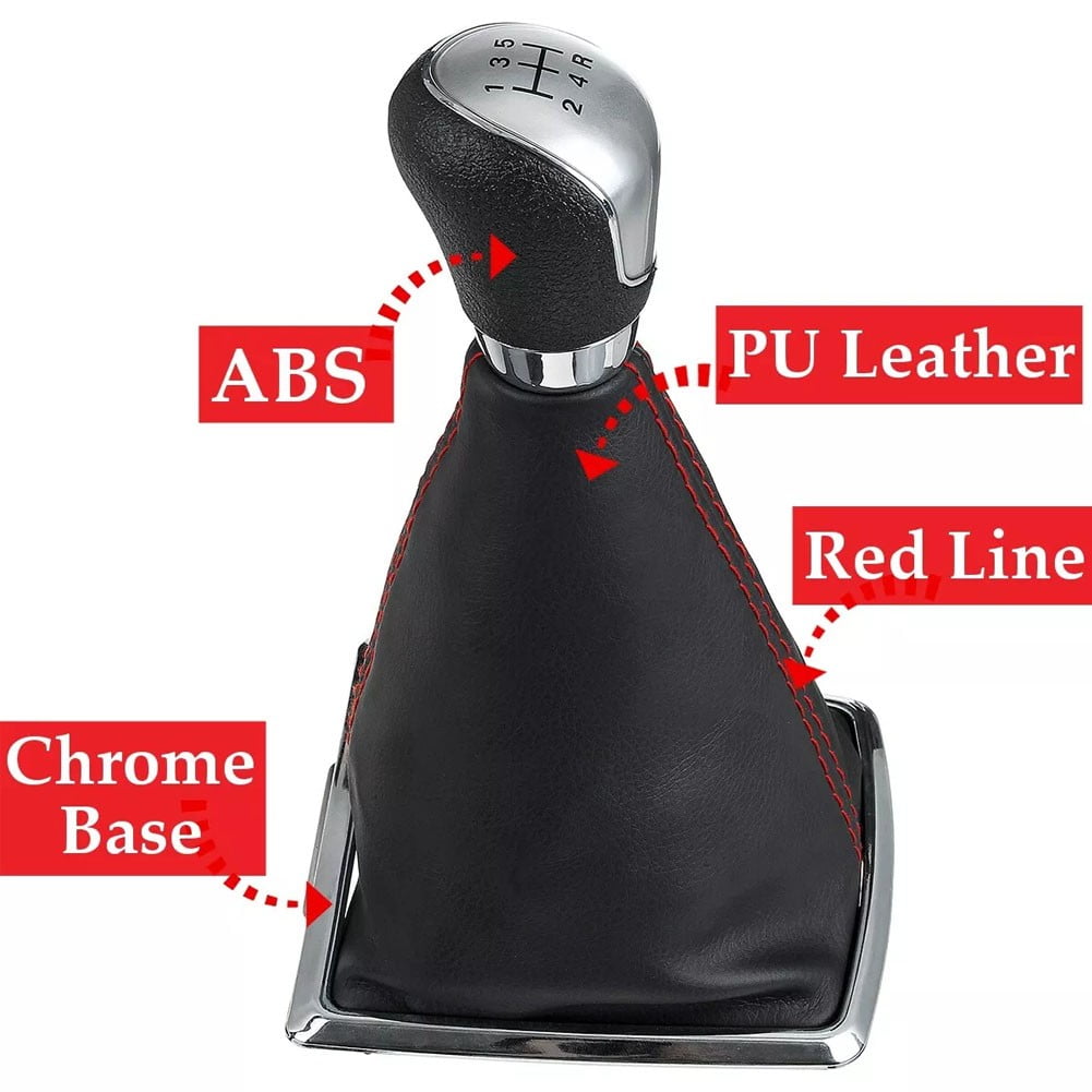 5 Speed MT Gear Shift Knob w/ Dust Boot Cover For Ford Focus 05-07 Silver new