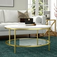 thumbnail image 4 of Evelyn&Zoe Sivil 36" Wide Round Coffee Table with Faux Marble Top, Gold, 4 of 9