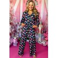 thumbnail image 7 of Women's Navy Blue Colorful Christmas Lights Print Pajama Set - [ZhiHiMeRi] | (US 4-6)S, 7 of 7