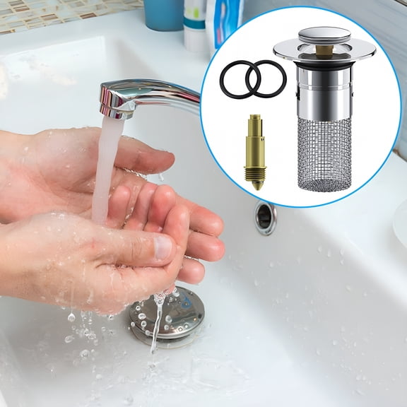 HIBIBUD 2 in 1 Bathroom Sink Stopper,Pop Up Bathroom Sink Drain Strainer with Anti-Clogging Filter Basket,Bathroom Drain Stopper Sink Plug for Basin Drain Holes
