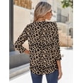 thumbnail image 6 of Zeagoo Womens Fall Fashion 3/4 Sleeve Round Neck Floral Ink Dot Tops Pleated Business Work Shirts, 6 of 6