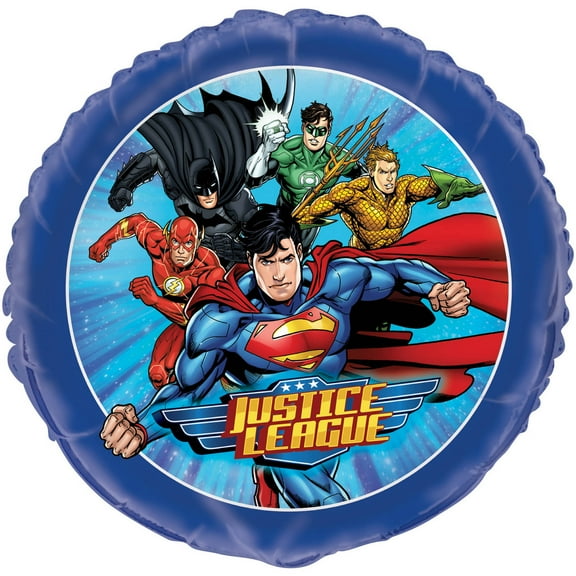 Foil Justice League Birthday Balloon, 18in, 1ct