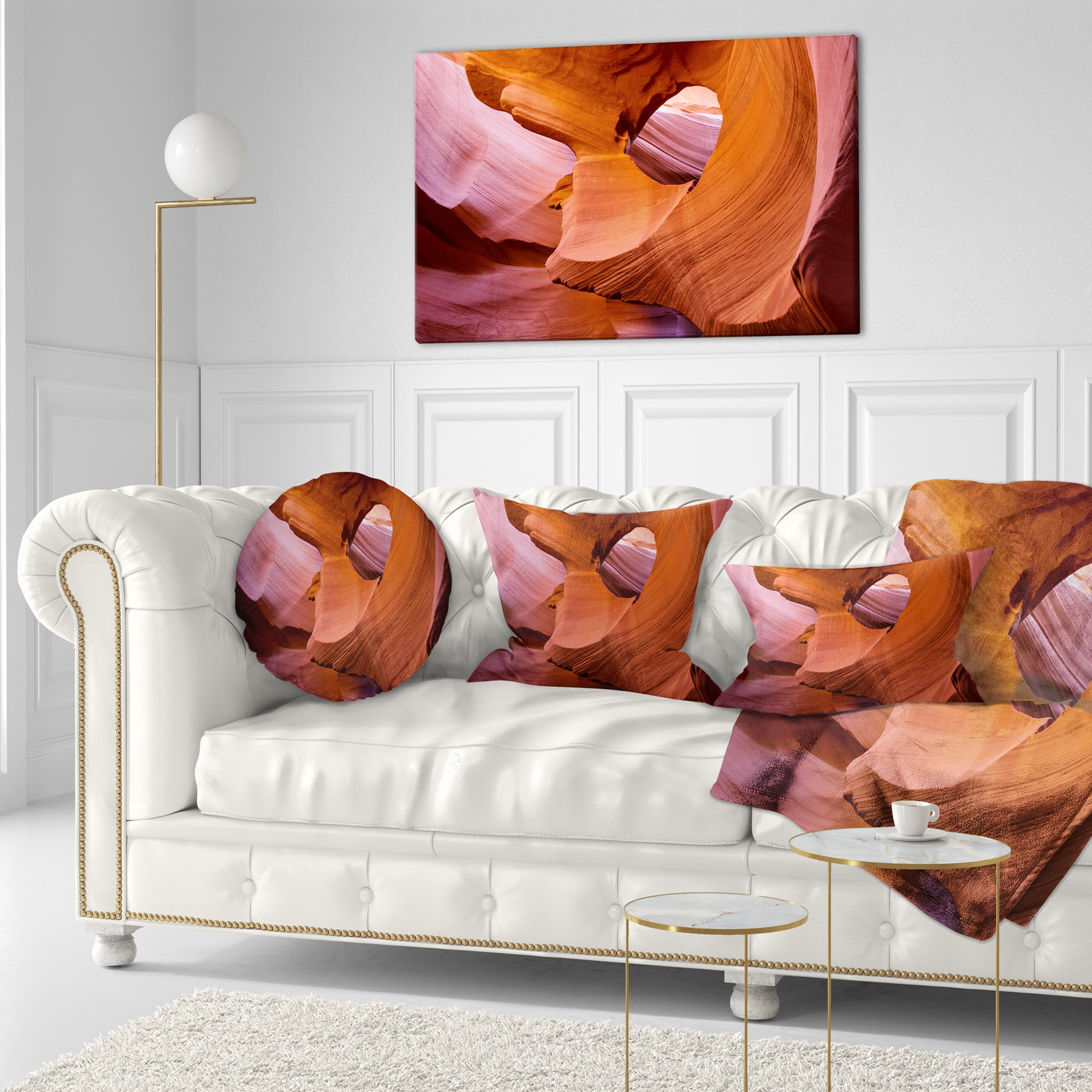 Designart Antelope Canyon Sandstone Waves - Landscape Photography Throw Pillow - 12x20