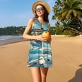 thumbnail image 3 of Daiia Comic Airplane Cockpit Illustration Print Women's Dresses 2025 Trendy Short sleeve Dresses Casual Baggy Flowy Maxi Sun Dresses, 3 of 7
