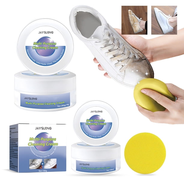 XWSHYW Productos de Limbieza para El Hogar. Nueva Crema Limpiadora y Quitamanchas Multifuncional, Crema Limpiadora de Zapatos Blancos con Esponja, Pasta Sólida Descontaminante para Zapatos (1 Pieza c