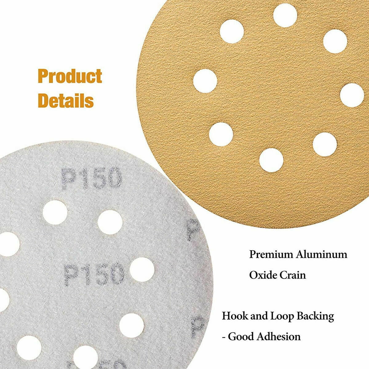 SATC 105 pack 5 inch 8-Hole Sanding Discs 60-400 Grit Hook and Loop Orbital Sander Sandpaper Pads