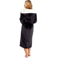 thumbnail image 3 of Labakihah robes for women Women Winter Plush Lengthened Shawl Bathrobe Home Clothes Long Sleeved Robe Coat Black, 3 of 9